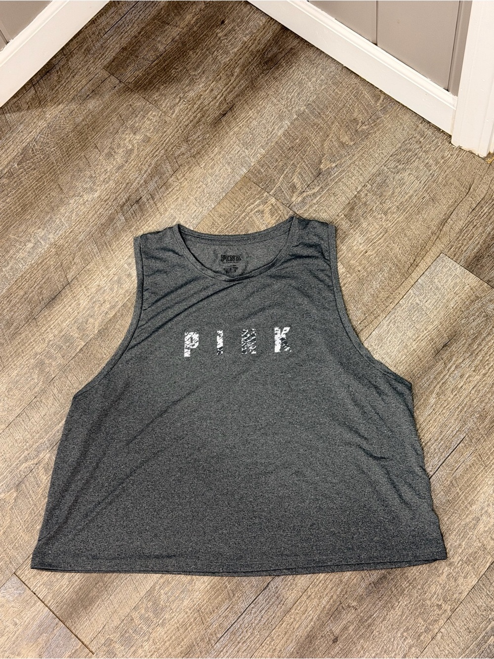 PINK Victoria's Secret Charcoal Gray Cropped Muscle Tank